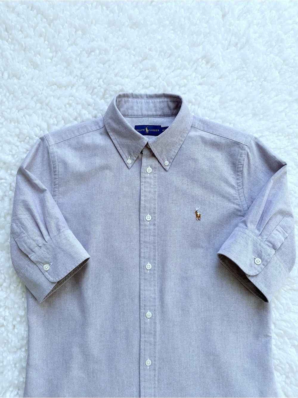 Ralph Lauren Women’s Light Gray Button-Down Shirt with Embroidered Pony
